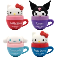 Bálsamo Labial Friends Hello Kitty, Kuromi ou Cinnamoroll Cup Topper