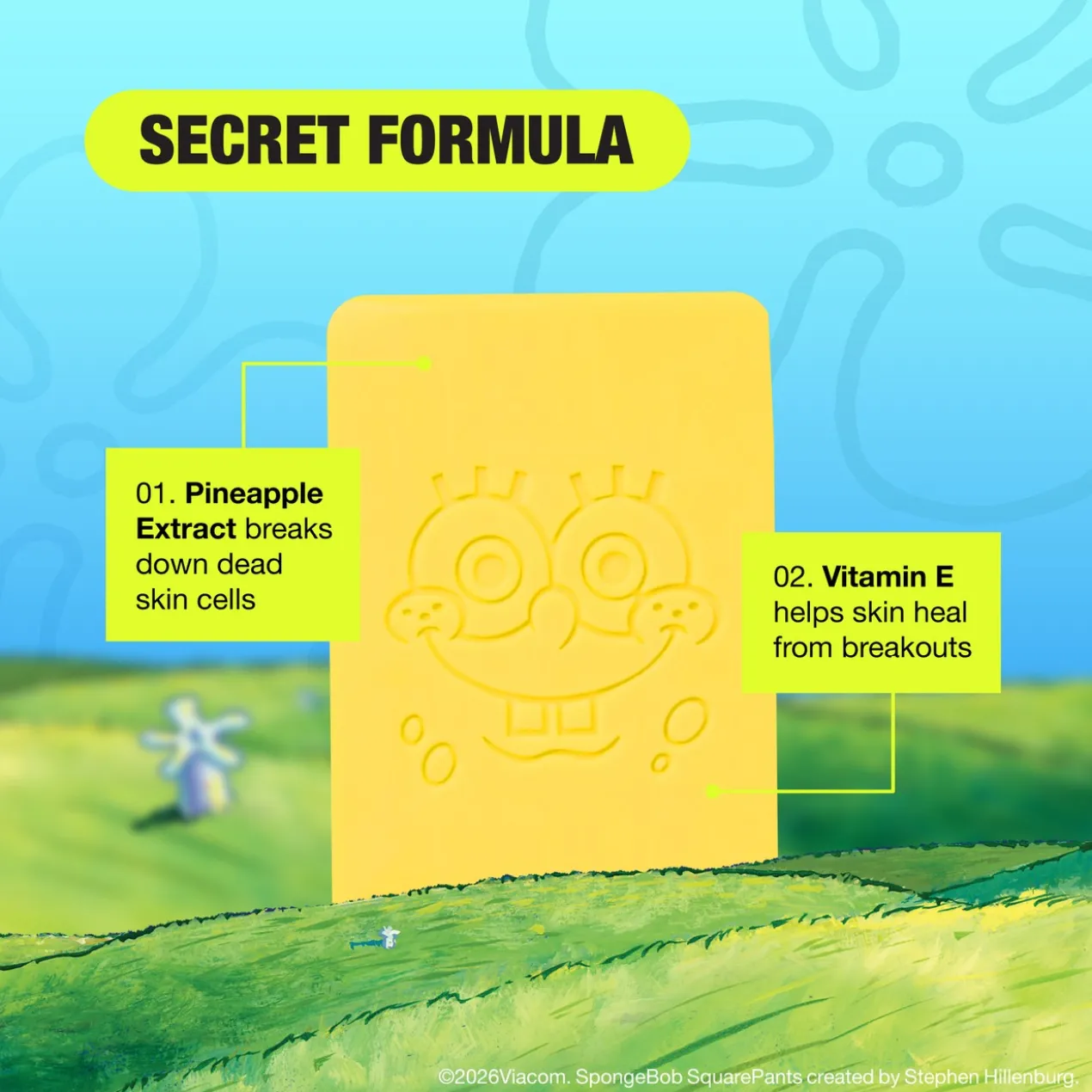 Bob Esponja Enzimas de Ananás Cleansing Bar Sabonete Facial
