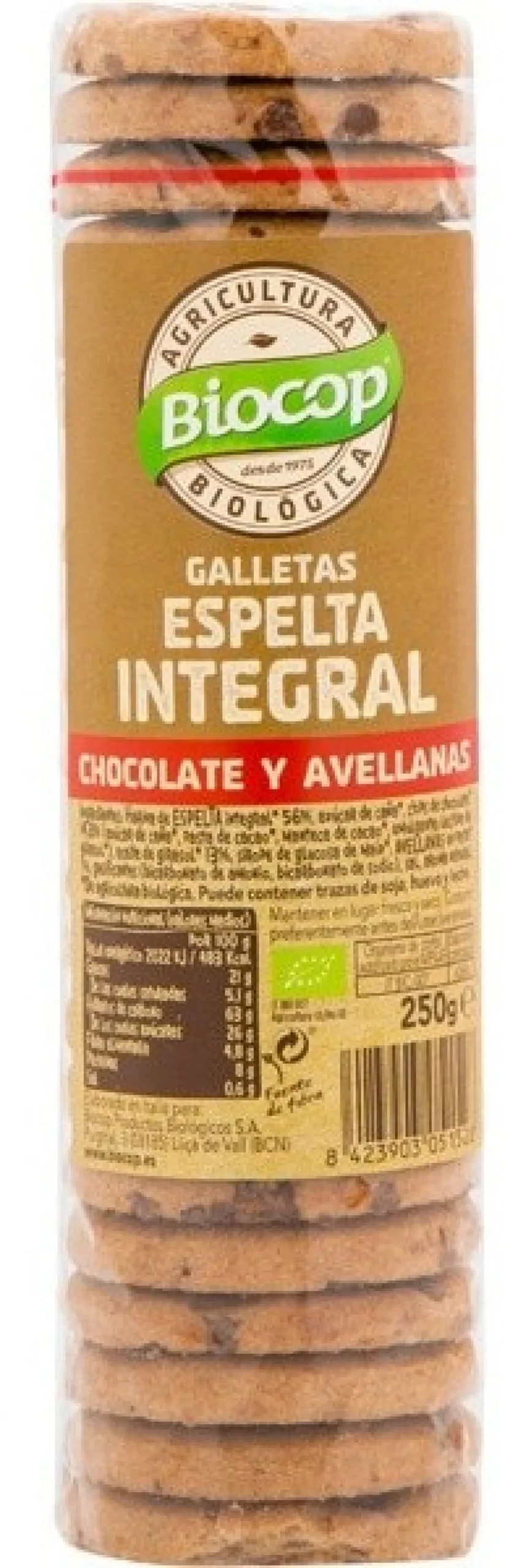 Bolachas de Espelta Integral com Chocolate e Avelãs