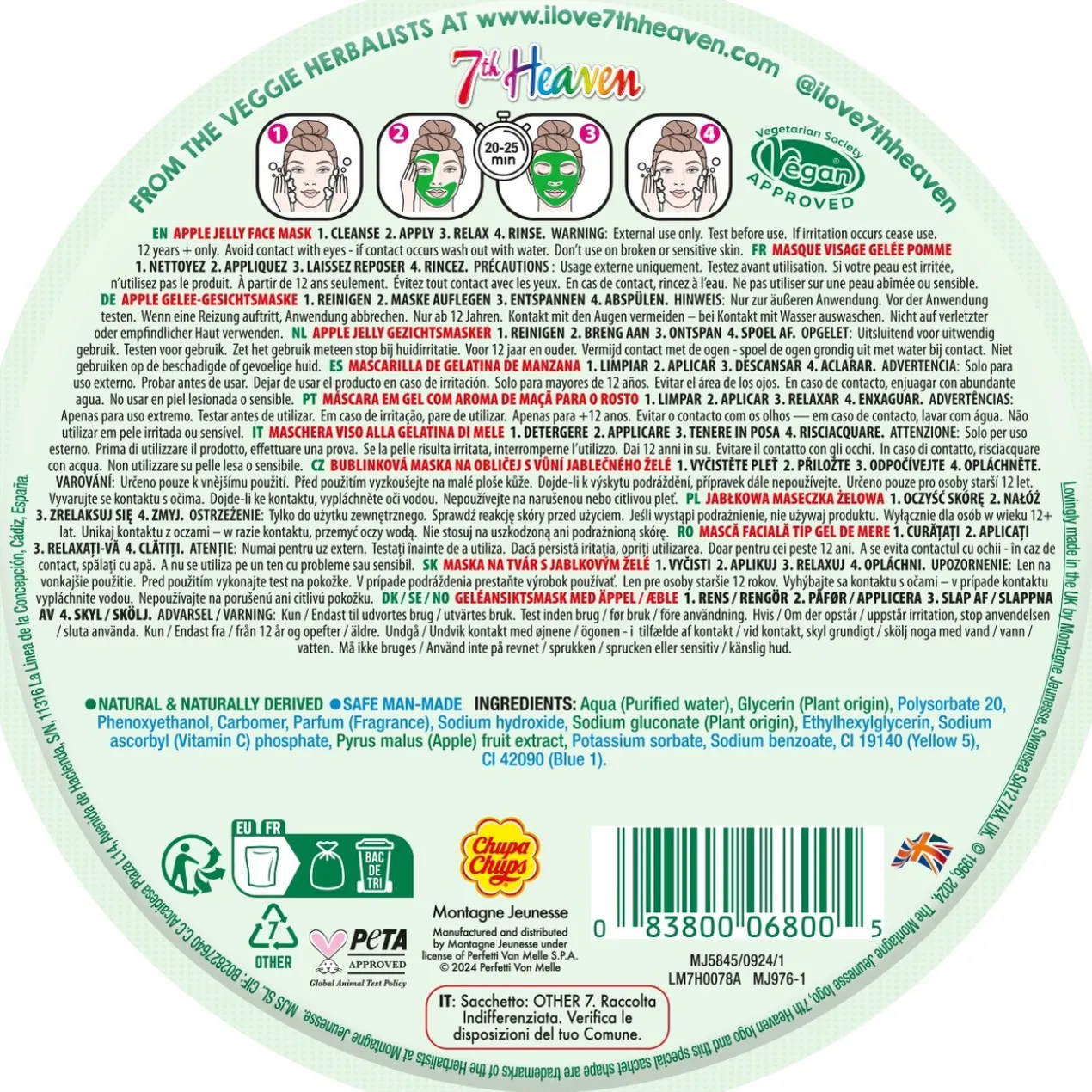 Chupa Chups Máscara Facial de Gelatina de Maçã