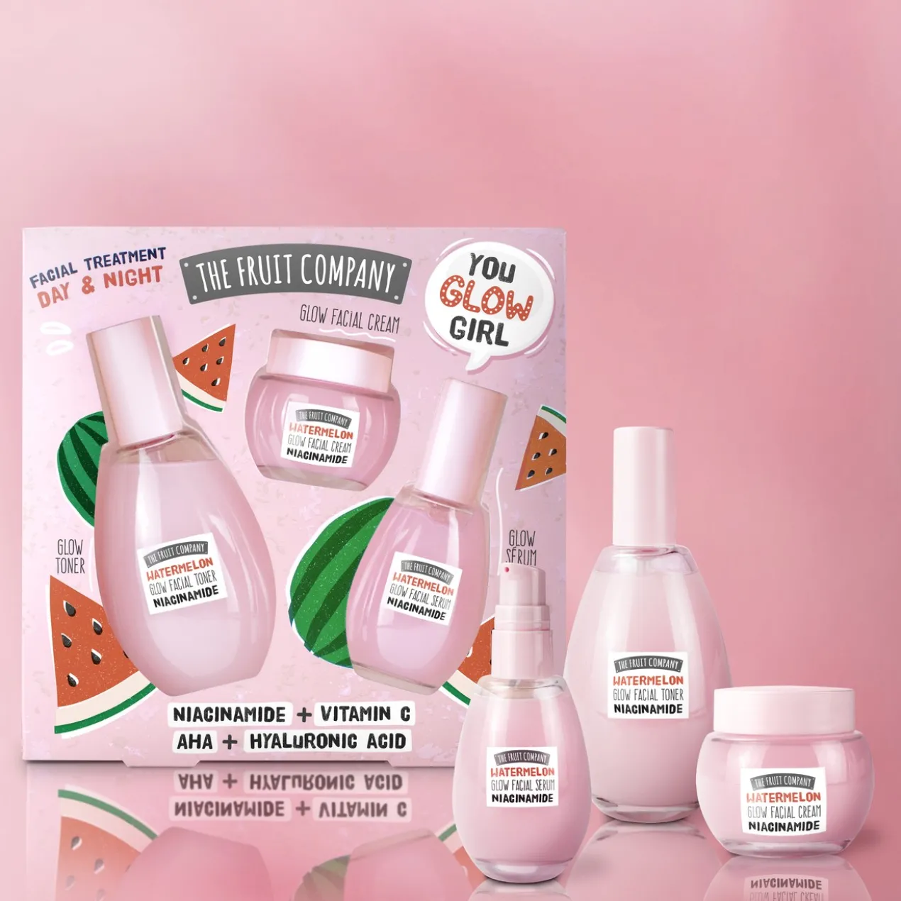 Coffret Facial Glow Melancia Tónico + Creme + Sérum