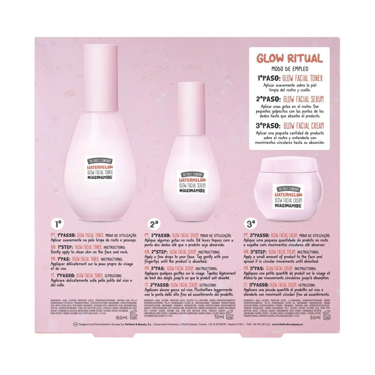 Coffret Facial Glow Melancia Tónico + Creme + Sérum