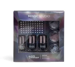 Conjunto Completo de Unhas Black Crystals