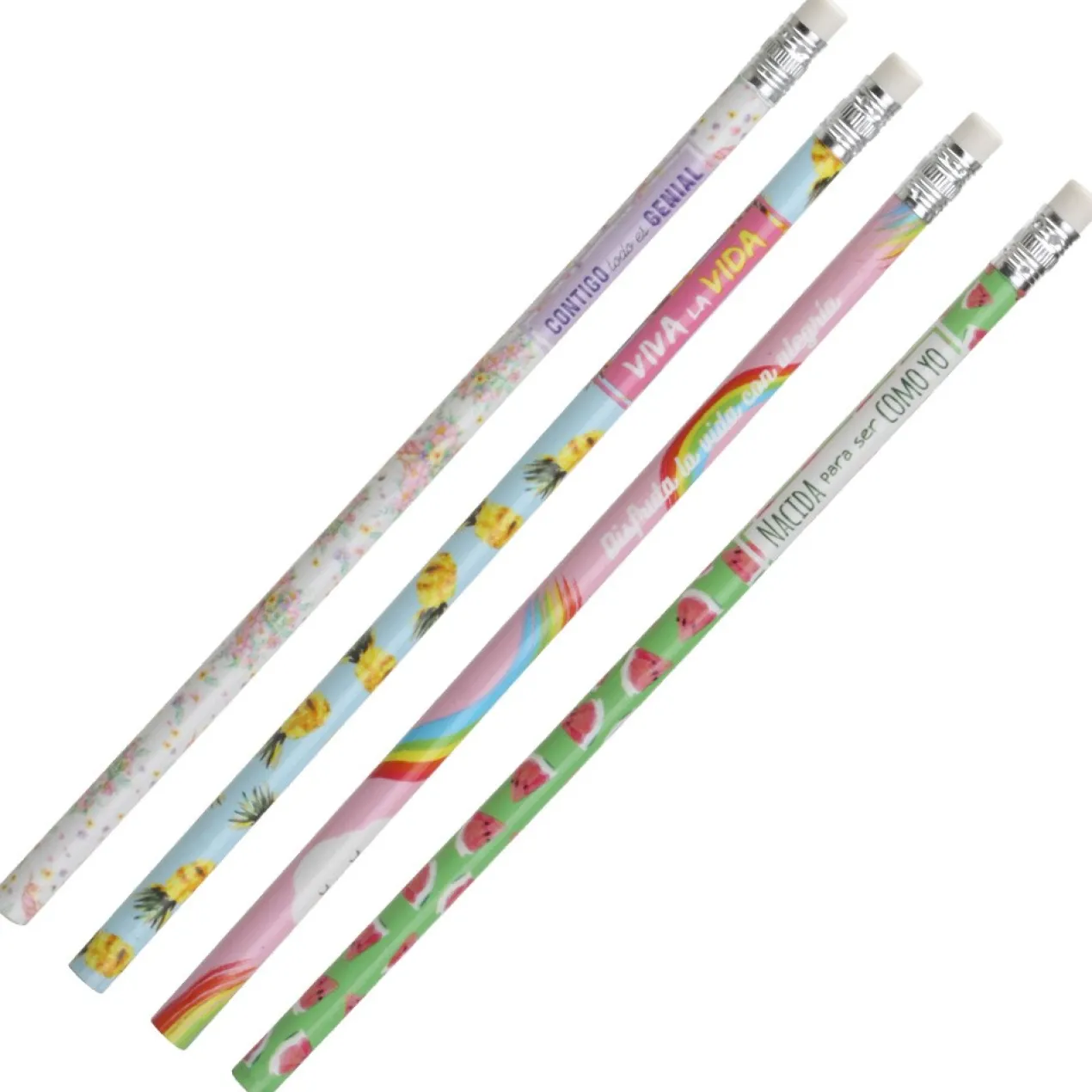Conjunto 4 Lápis com Borracha com Mensagens