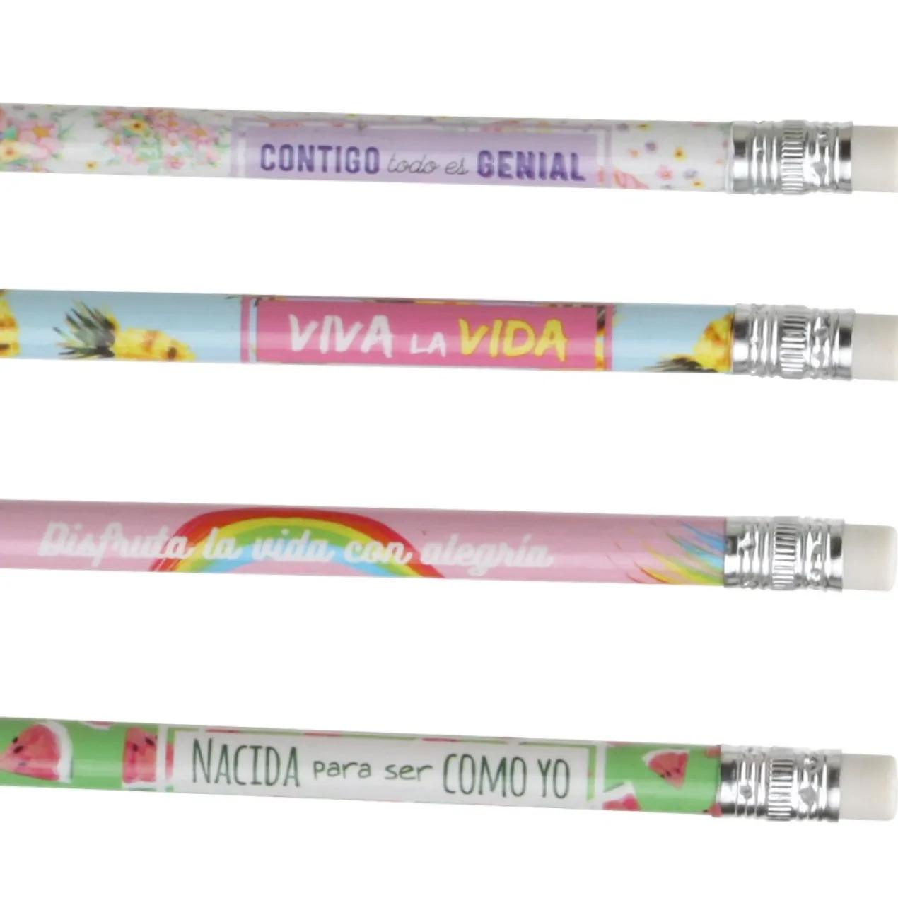 Conjunto 4 Lápis com Borracha com Mensagens