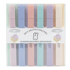 Conjunto Muted Pastel 6 Marcadores Grossos