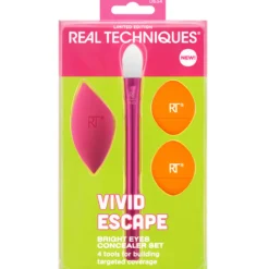 Conjunto Vivid Escape Bright Eyes Corretor + Pincel + Esponja + Mini Puffs