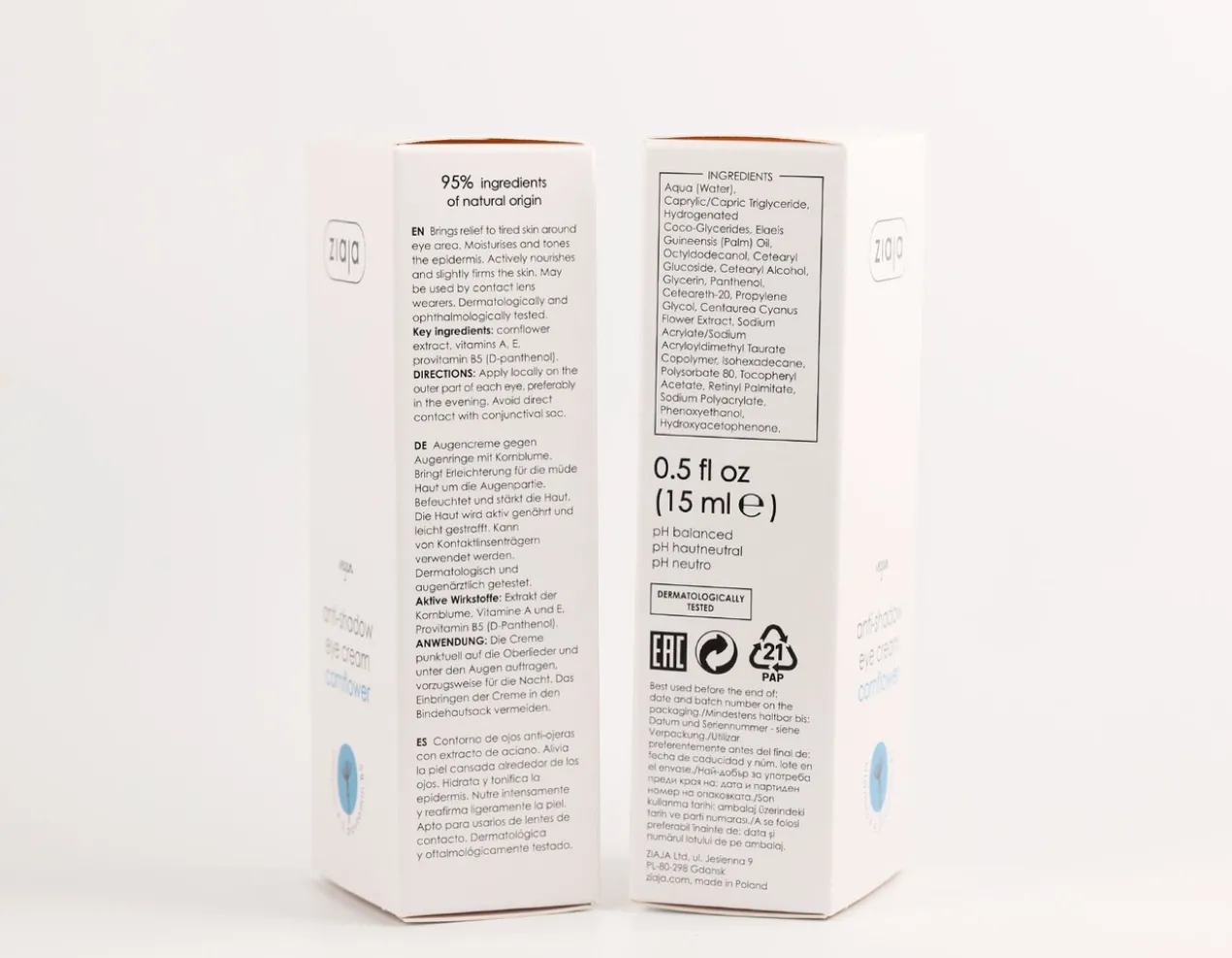 Creme contorno de olhos antiolheiras com Centáurea