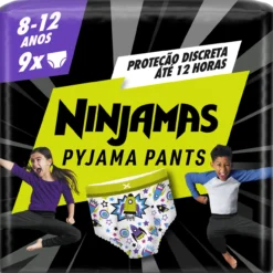Cuecas Infantis Absorventes para Noite Ninjamas (idade 8-12)
