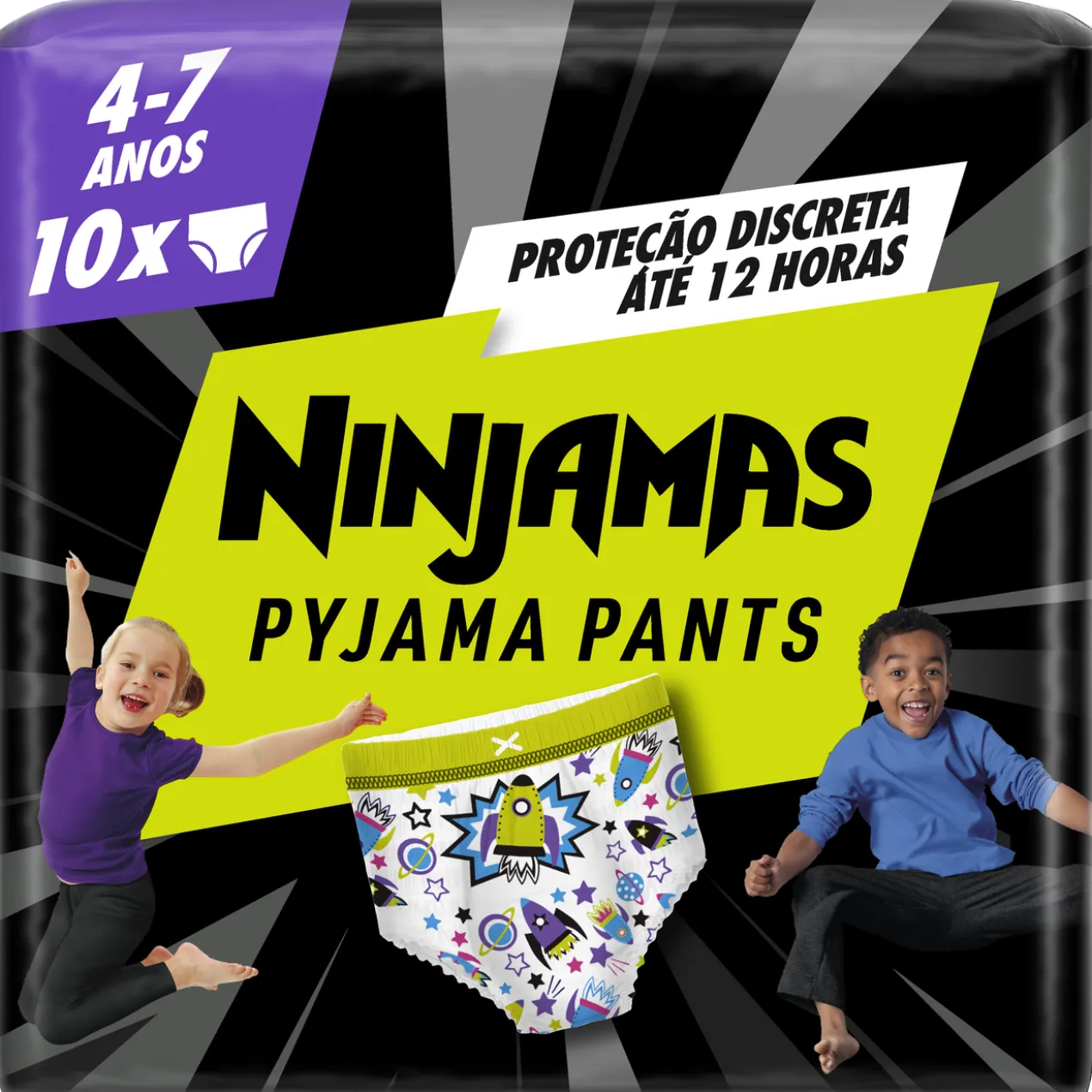 Cuecas Infantis Absorventes para Noite Ninjamas (idade 4-7)