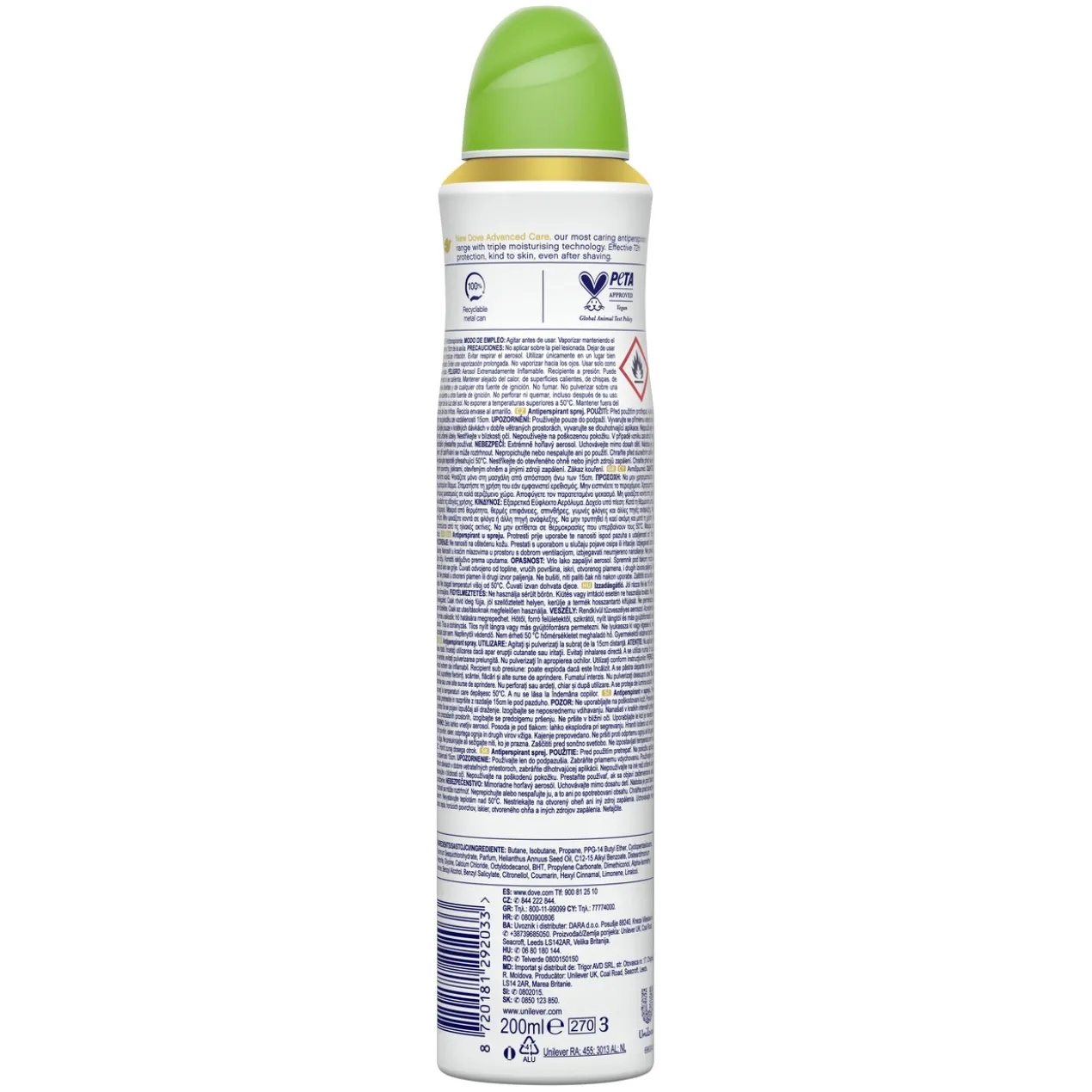 Desodorizante Spray Antitranspirante Advanced Care Pepino