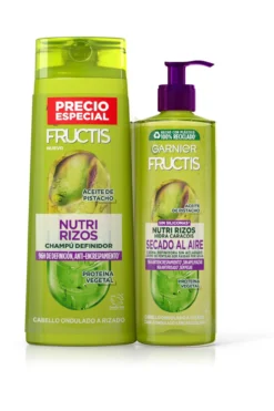 Duplo Fructis Nutri Caracóis Champô e Creme sem Enxaguamento