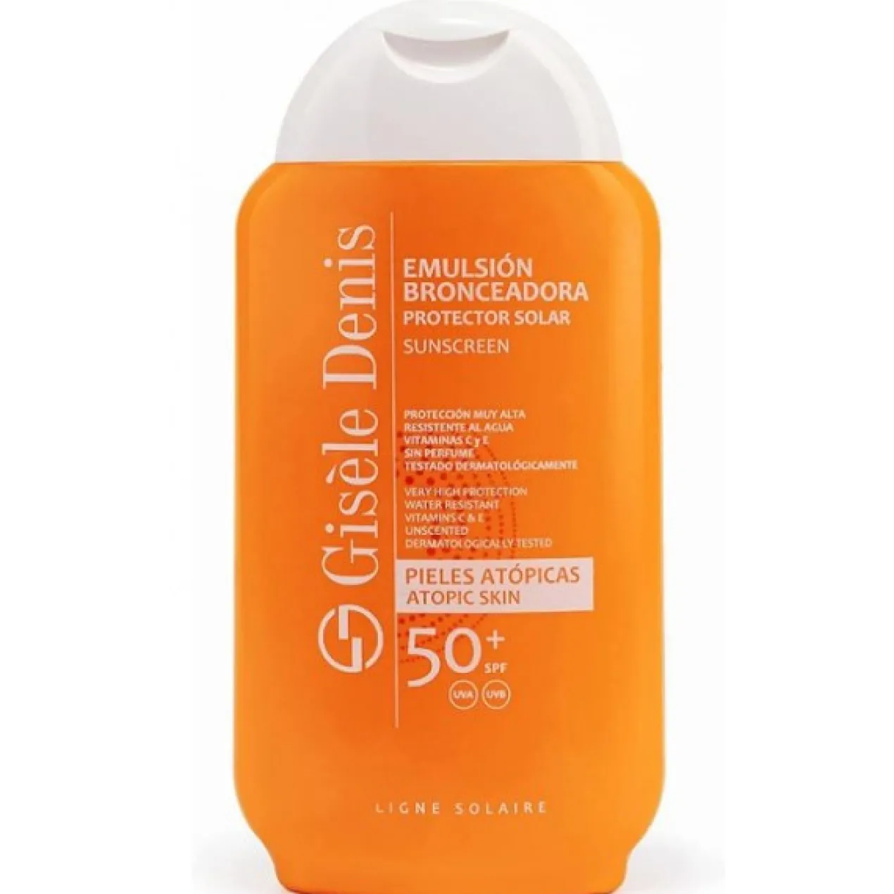 Emulsão Bronzeadora Protetor Solar peles atópicas SPF 50+