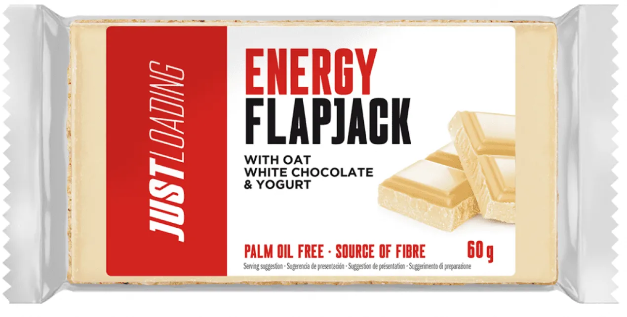 Energy FlapJack barra de aveia coberta com chocolate branco e iogurte