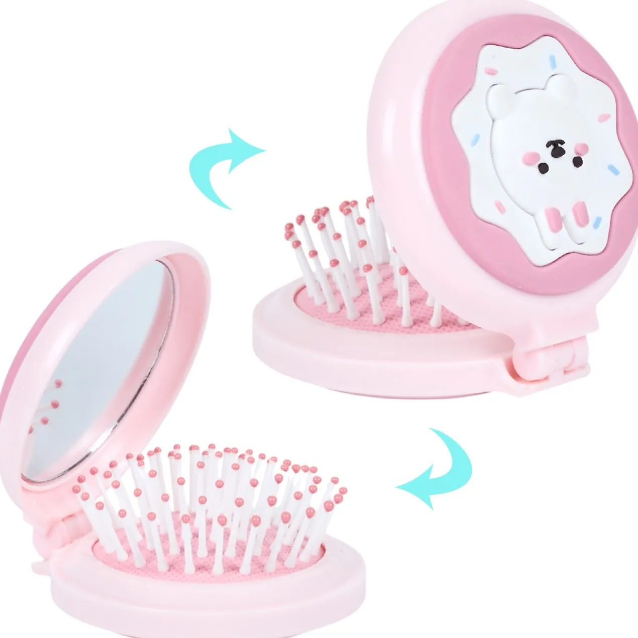 Escova com Espelho de Bolso Kawaii