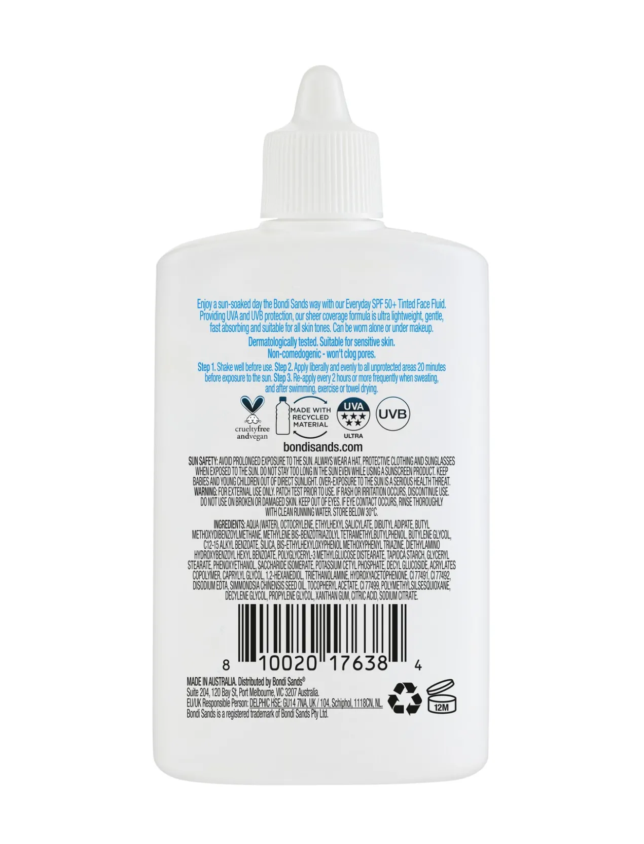Fluido Facial com Cor Sem Fragrância SPF50+
