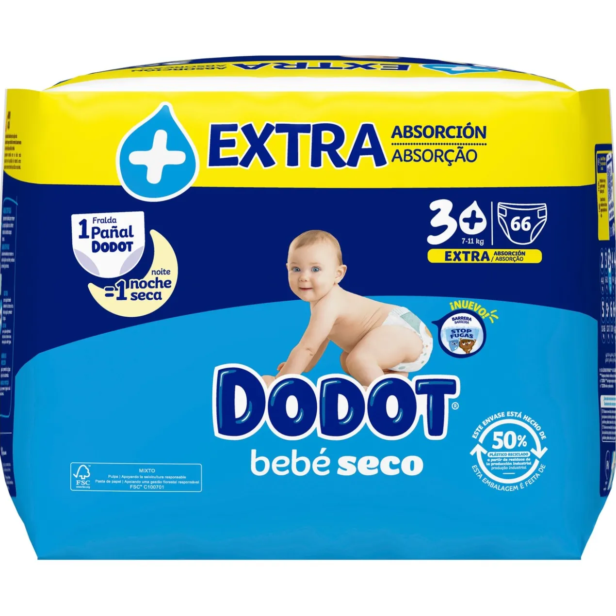 Fraldas Bebé Seco T3+ ( 7-11 kg)