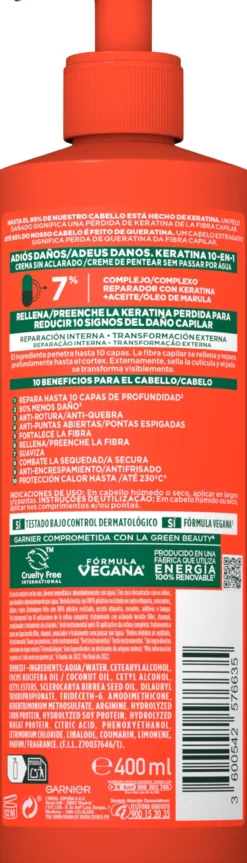 Fructis Adeus Danos Creme sem Aclarado 10 em 1 com Óleo de Marula