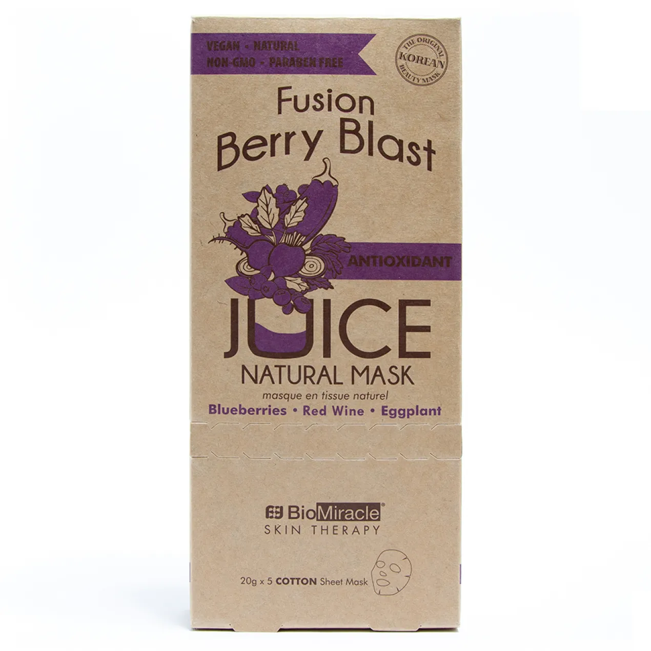 Fusion Berry Blast Máscara Natural Antioxidante Sumo de Mirtilos