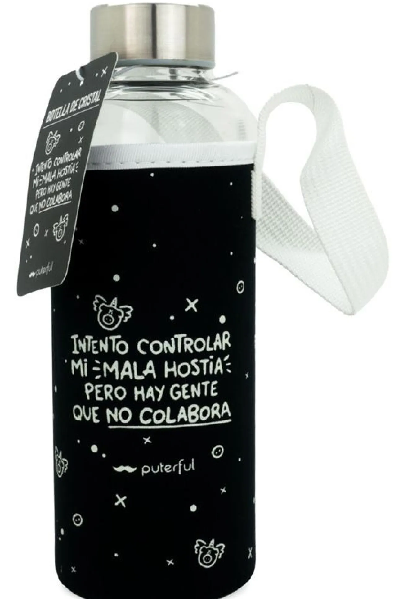 Garrafa de cristal "Estou a tentar controlar o meu mau feitio".