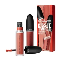 Kiss It Twice Powder Liquid Duo Estojo Batons Alaranjados (988 Little Tale e 984 Billion Smile)