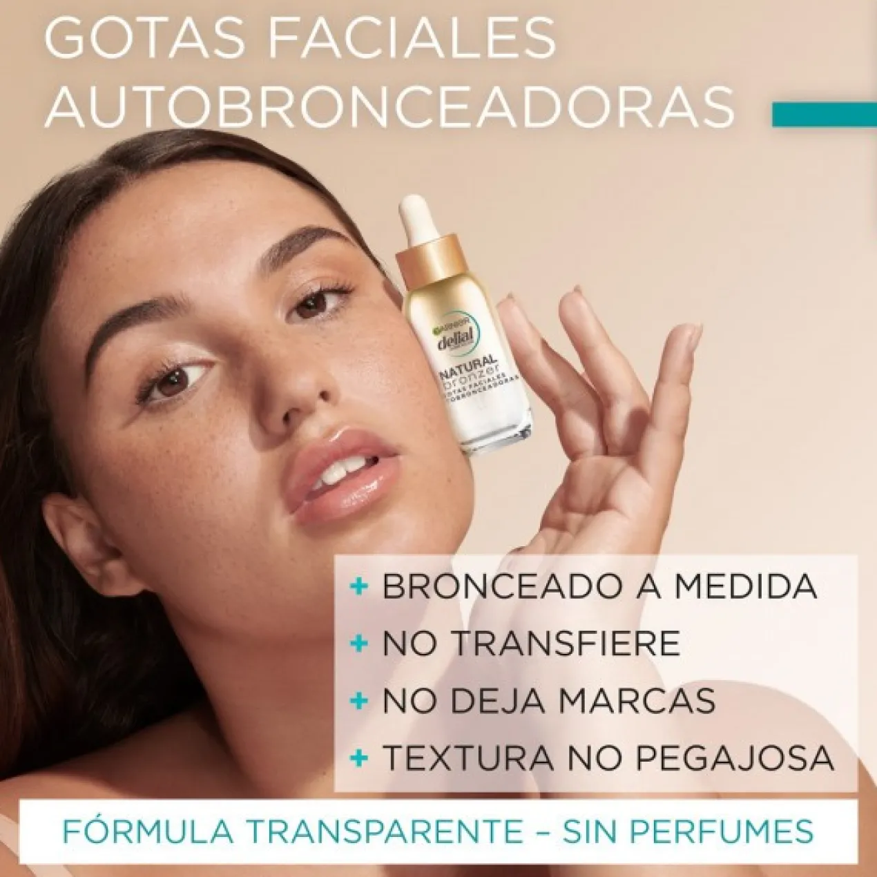 Natural Bronzer Gotas Faciais Autobronzeadoras com Ácido Hialurónico e Água de Coco