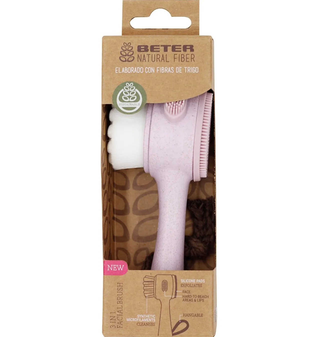Natural Fiber Escova de Massagem Facial 2 em 1