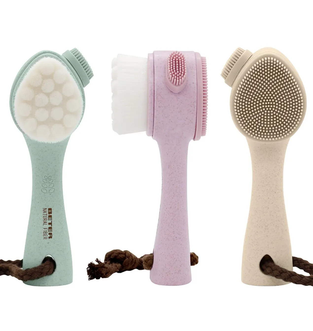 Natural Fiber Escova de Massagem Facial 2 em 1