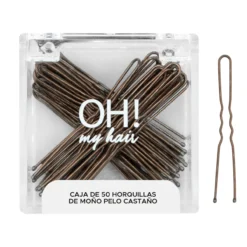 Oh My Hair Caixa 50 Ganchos de Coque Cabelo Castanho