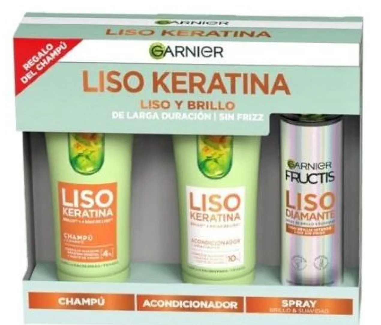 Pack Fructis Liso Keratina Champô + Amaciador + Spray Liso Diamante