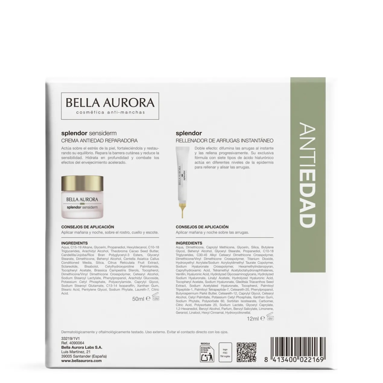 Pack Splendor Sensiderm Creme Antienvelhecimento + Preenchedor