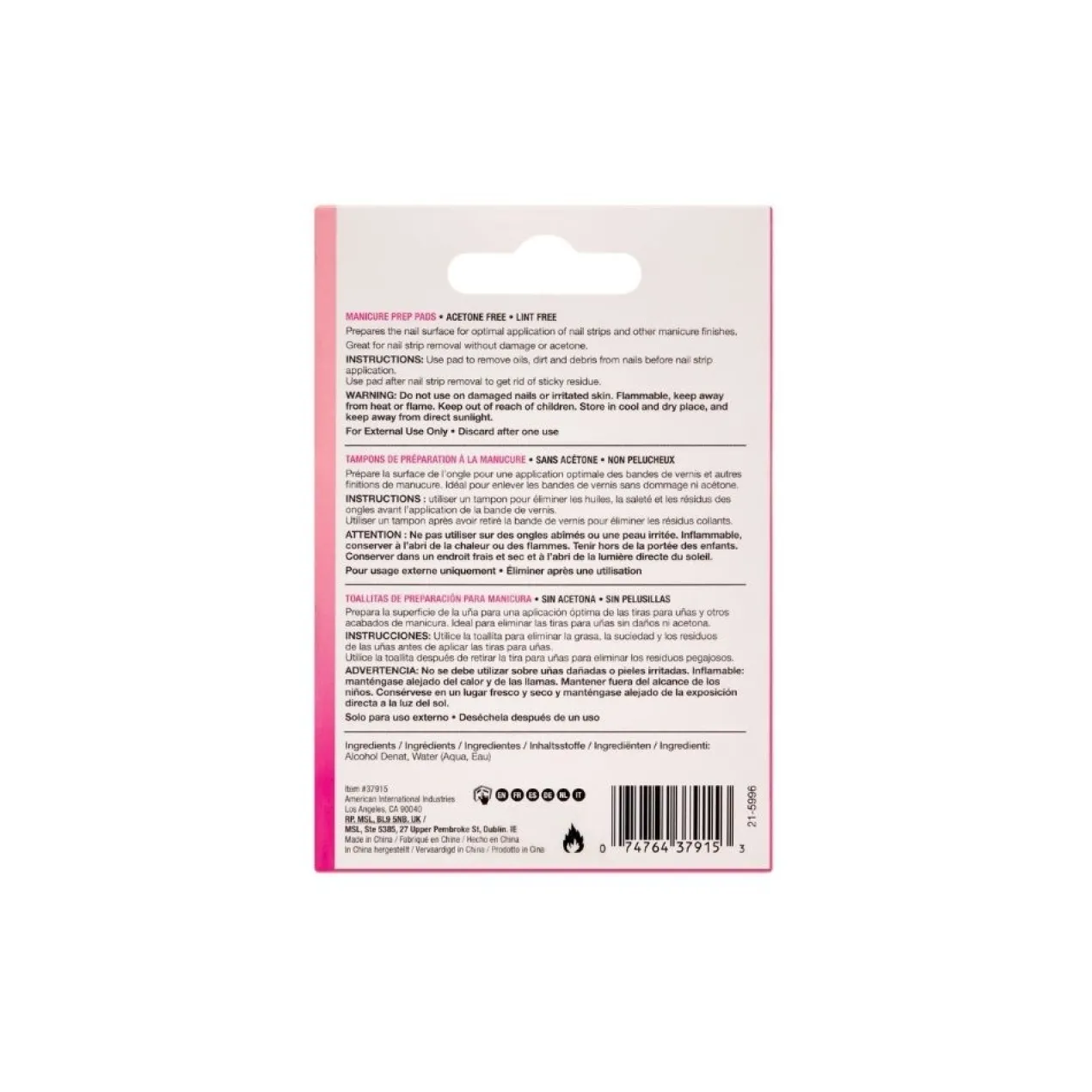 Pack 20 Toalhitas Preparadoras Esmaltado Manicure Pads