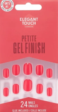 Petite Gel Finish Bitten Strawberry Unhas Postiças