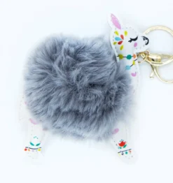 Porta-chaves Bola de Pelo Lama Cinzento