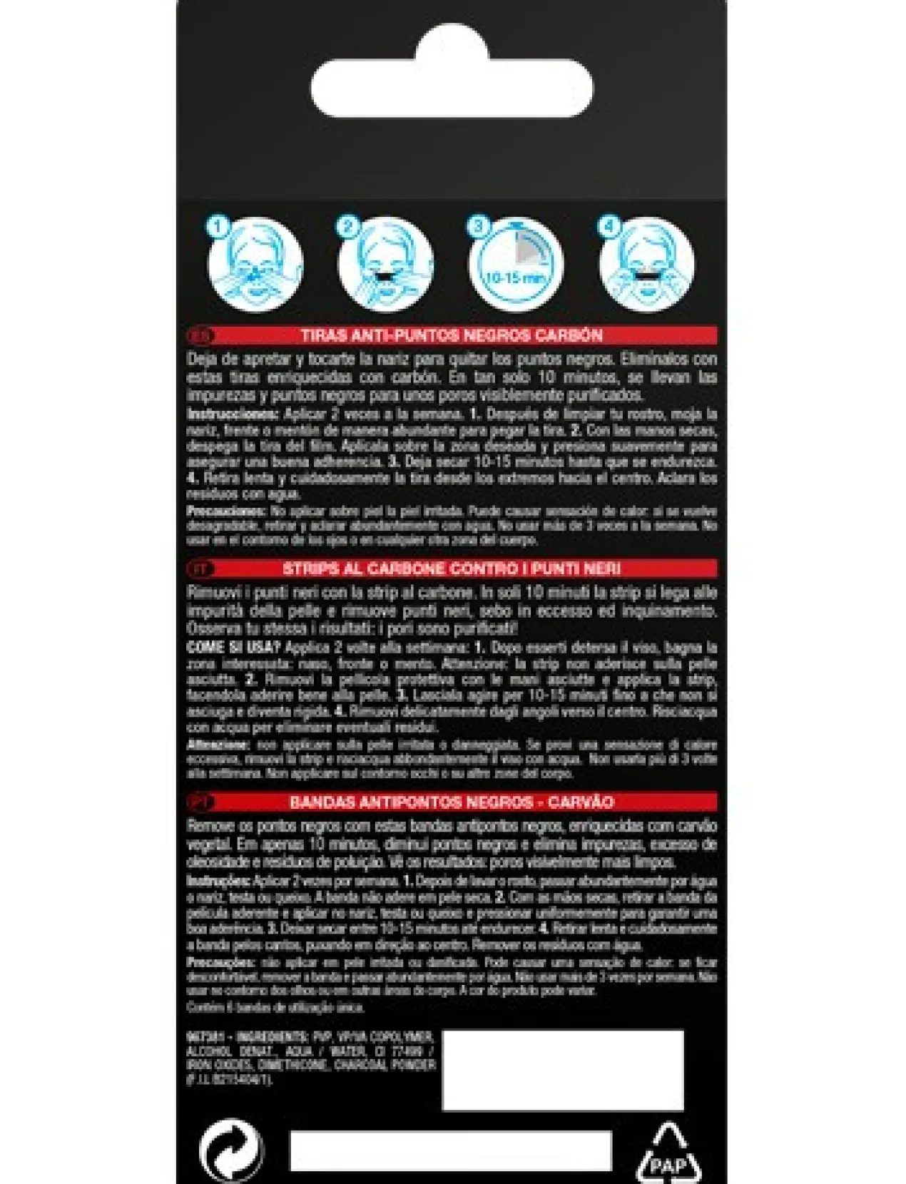 Pure Active Carvão Tiras Anti Pontos Negros