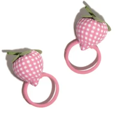 Set 2 Elásticos de Cabelo Morango Acolchoado Gingham