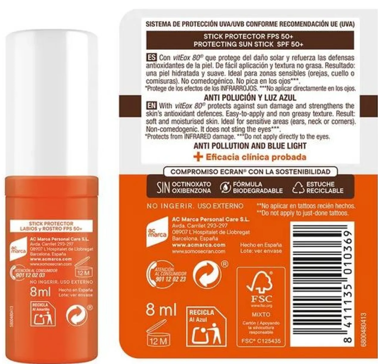 Stick Sunnique Protetor Solar Lábios e Rosto SPF50+
