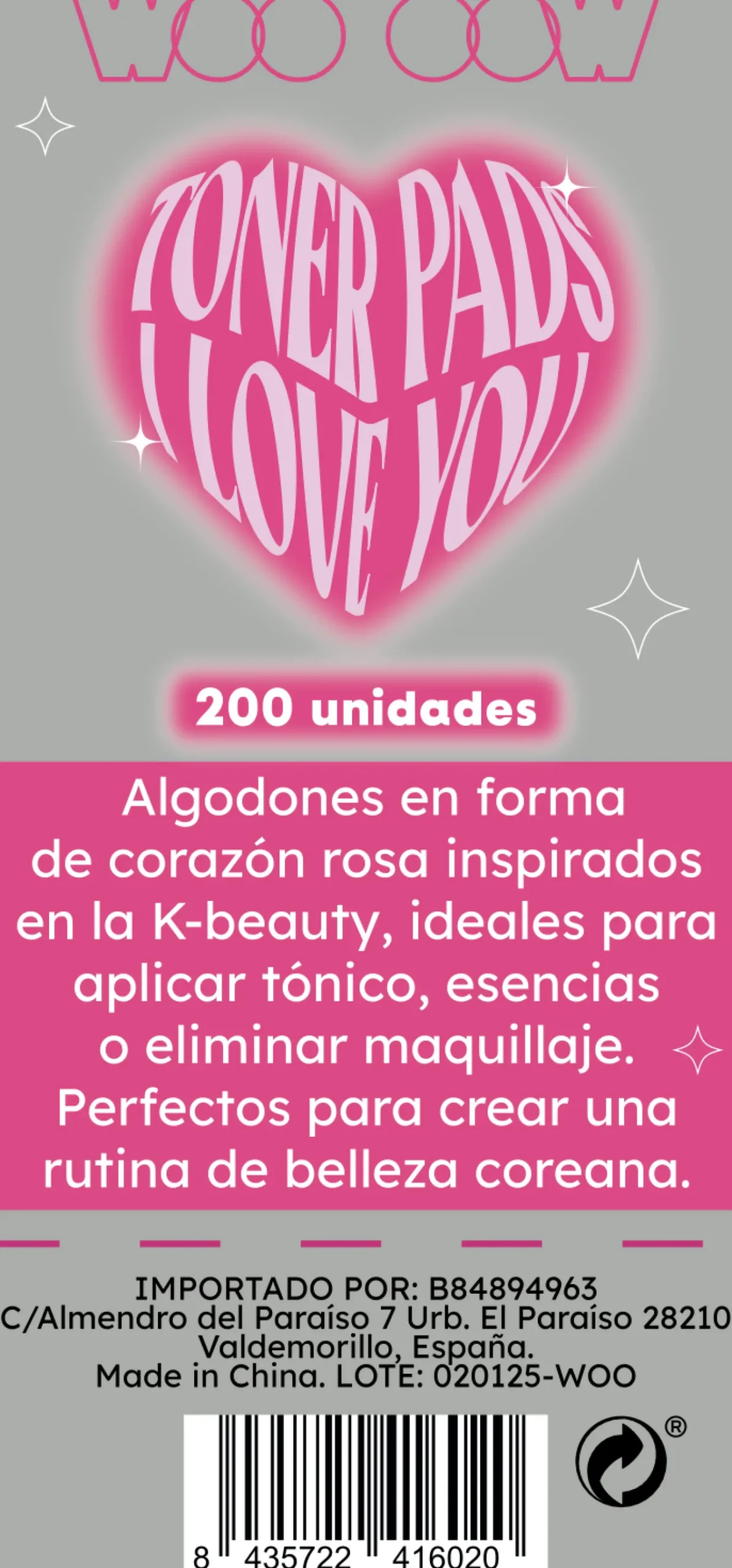 Toner Pads I Love You Algodões Desmaquilhantes