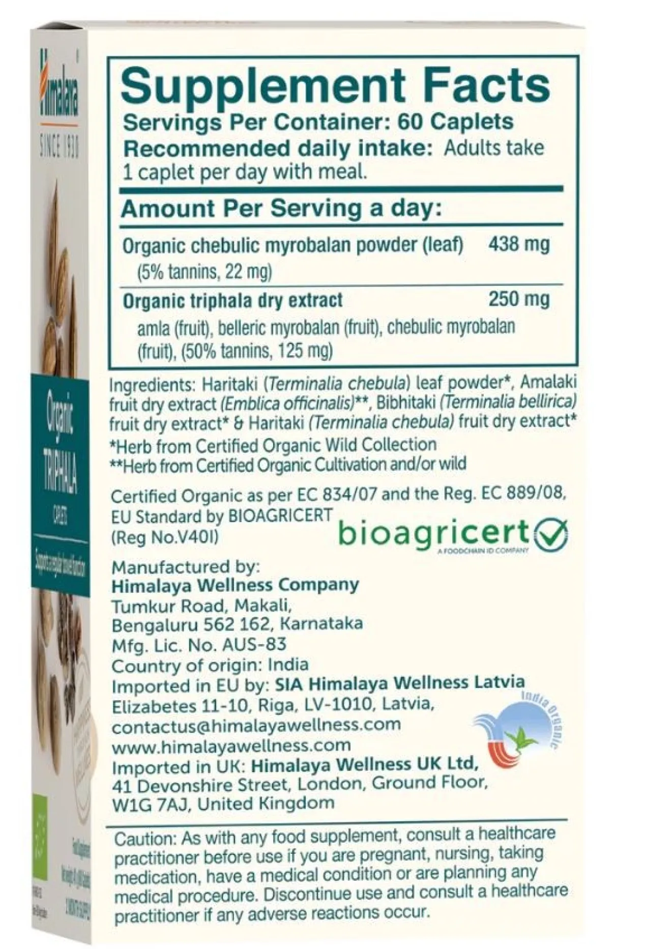 Triphala Organic Cápsulas