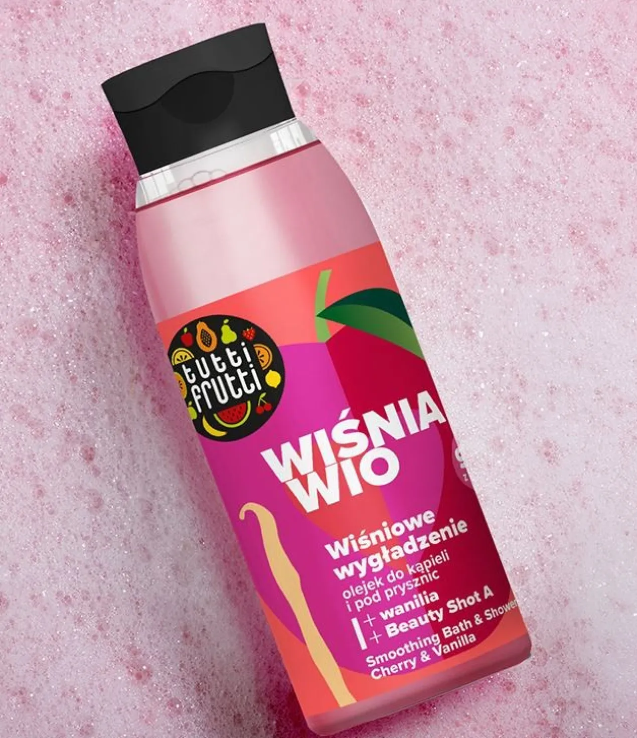 Tutti Frutti Óleo de Banho Suavizante com Cereja e Baunilha + Beauty Shot A