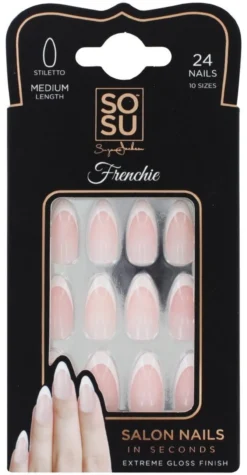 Unhas Postiças Stiletto Frenchie